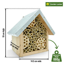 Load image into Gallery viewer, Wild Bee House Insect Home Bug Hotel with Metal Roof Small Bug House with Cleaning Brush - Attracts Bees, Butterflies & many other Bugs & Insects