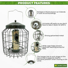 Load image into Gallery viewer, Large Heavy Duty Squirrel Proof Seed Bird Feeder for Outdoor Garden use - Mocha Brown
