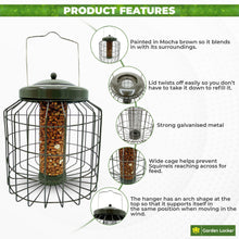Load image into Gallery viewer, Large Heavy Duty Squirrel Proof Peanut Bird Feeder for Outdoor Garden use - Mocha Brown