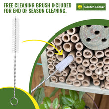 Load image into Gallery viewer, Wild Bee House Insect Home Bug Hotel in Green with Metal Roof Small Bug House with Cleaning Brush & Gift Box Attracts Bees, Butterflies & many other Bugs & Insects
