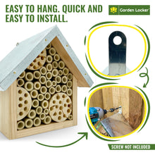 Load image into Gallery viewer, Wild Bee House Insect Home Bug Hotel with Metal Roof Small Bug House with Cleaning Brush - Attracts Bees, Butterflies & many other Bugs & Insects