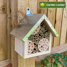 Load image into Gallery viewer, Wild Bee House Insect Home Bug Hotel with Metal Roof Small Bug House with Cleaning Brush - Attracts Bees, Butterflies & many other Bugs & Insects
