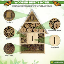 Load image into Gallery viewer, Bug Hotel - Insect House Plain Wood with metal roof - a Home for all your Garden Insects - the Insect Home Attracts Bugs Such as Ladybirds, Butterflies, Wild Bees, Crickets &amp; many other Species
