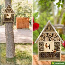 Load image into Gallery viewer, Bug Hotel - Insect House Plain Wood with metal roof - a Home for all your Garden Insects - the Insect Home Attracts Bugs Such as Ladybirds, Butterflies, Wild Bees, Crickets &amp; many other Species
