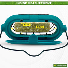 Load image into Gallery viewer, Garden Suet Bird Feeder with Plastic Flip Top Lid, Galvanised Steel Cage &amp; Hanger - for Outdoor Bird Feeding
