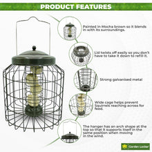 Load image into Gallery viewer, Large Heavy Duty Squirrel Proof Suet Bird Feeder for Outdoor Garden use - Mocha Brown
